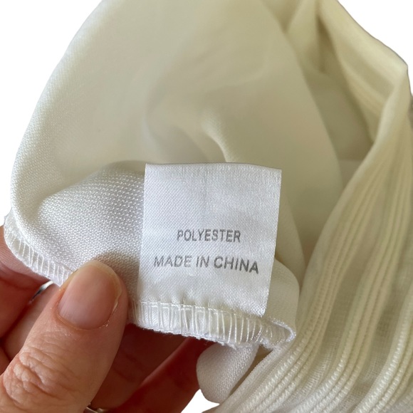 BLOSSOM Sz6 White high waisted midi skirt with sheer striped overlay - Picture 9 of 9